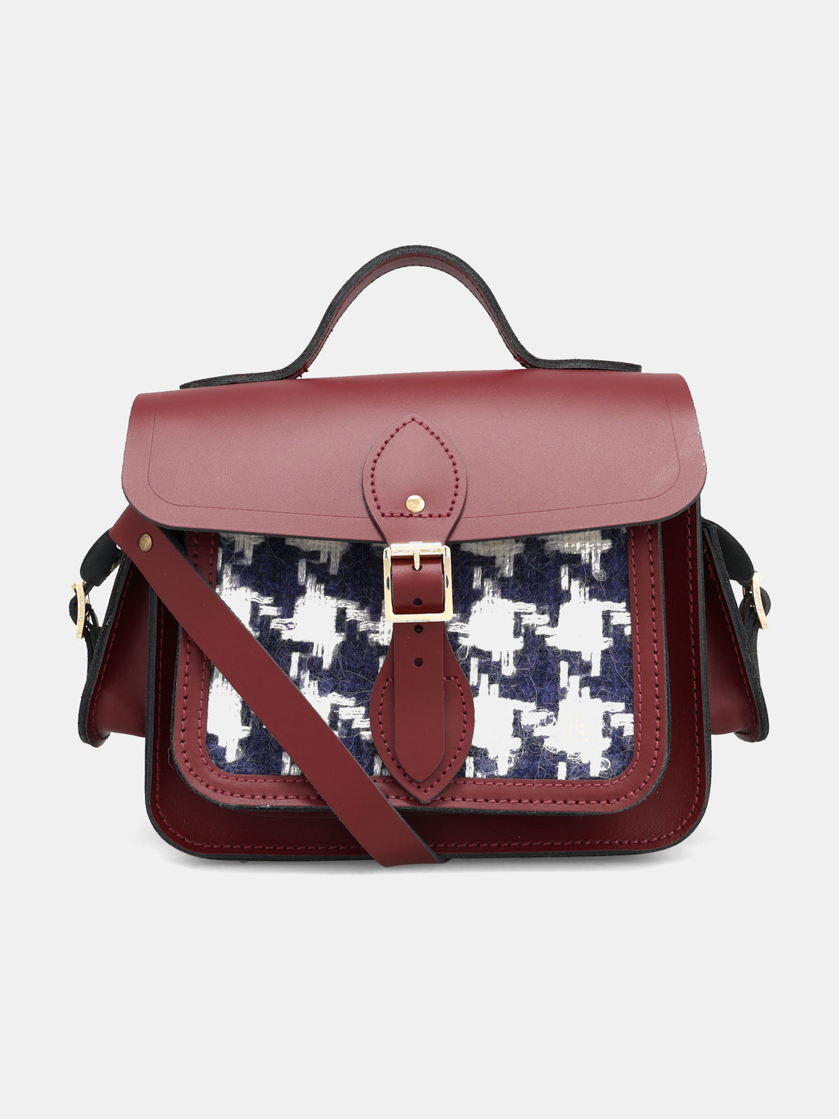 The Traveller - Oversized Blue Houndstooth and Oxblood