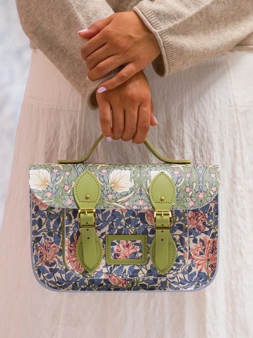 The 11 Inch Batchel - Honeysuckle Print & Sage Green