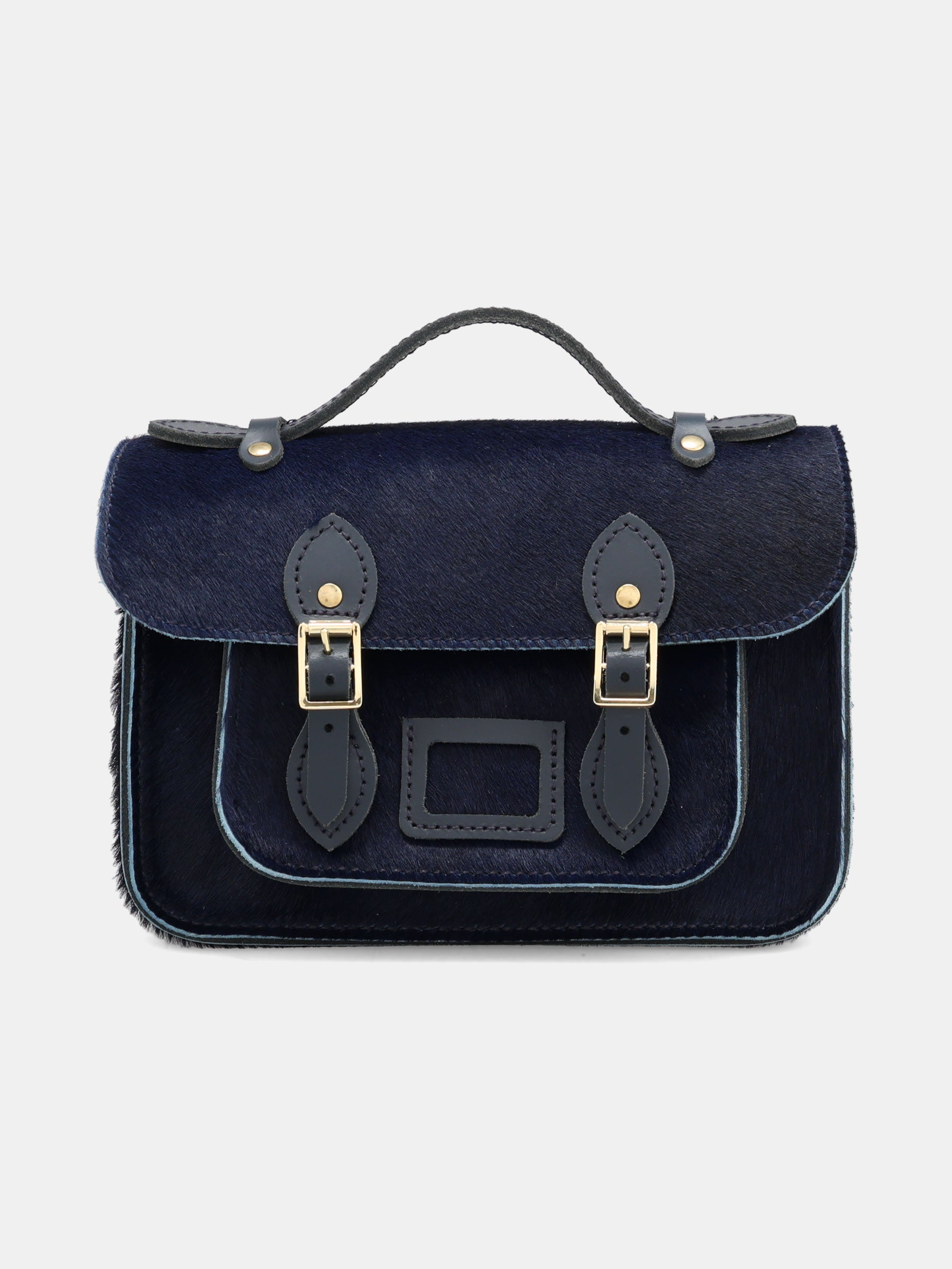 Mini Satchel - Navy hair-on-hide
