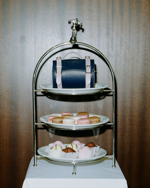 The Micro Bowls Bag - Blueberry and Fondant Pink Saffiano - Cambridge Satchel