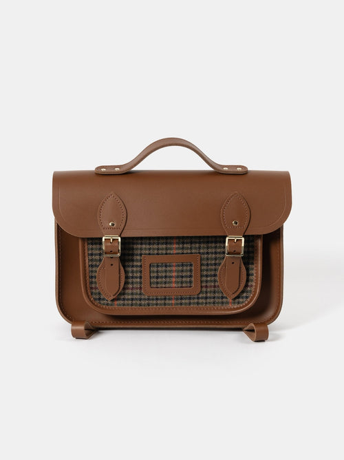 The 13 Inch Batchel Backpack - Vintage with Pepa London Brown Tweed - The Cambridge Satchel Co.