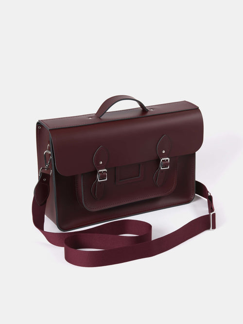 The 16.5 Inch Batchel - Oxblood with Webbing Strap - The Cambridge Satchel Co.