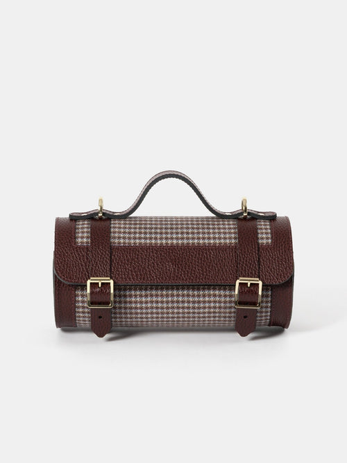 The Mini Bowls Bag - Oxblood Celtic Grain with Pepa London Burgundy Houndstooth - The Cambridge Satchel Co.