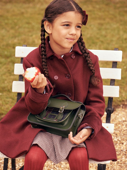 The Mini - Racing Green with Pepa London Navy Check - The Cambridge Satchel Co.
