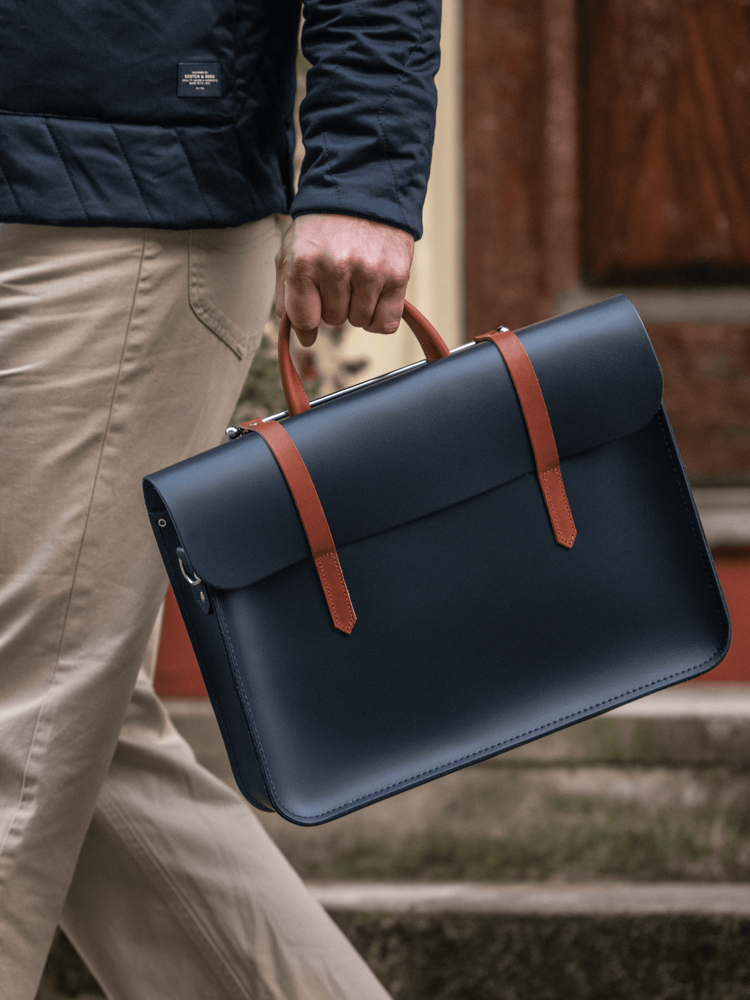 The Music Case - Navy & Tan - Cambridge Satchel