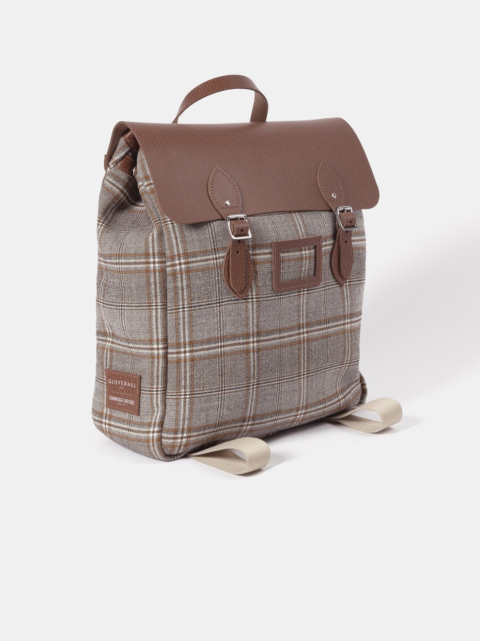 The Steamer Backpack - Bay Celtic Grain & Gloverall Grey Check - The Cambridge Satchel Co.